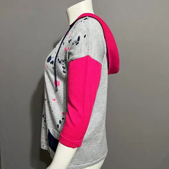 SOLD❌❌❌ Angel Gray Paint Splatter With Pink Sleeve Zip Up Cardigan Sz-Medium - Picture 3 of 9